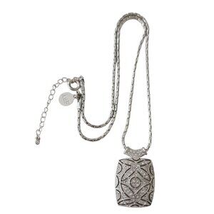 Art De France Silver Tone Pave Perfume Bottle Pendant Charm Necklace 18" L, E792